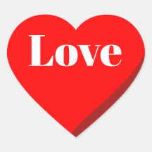 3D 赤いハートのラブステッカー