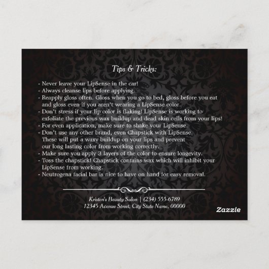 3D 赤い唇のビューティーサロン メイクアップ指導のヒント ポストカード (裏面)