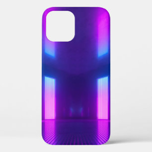 3d、青いピンクの青いスミレ色のネオン抽象芸術背景、ult iPhone 12ケース