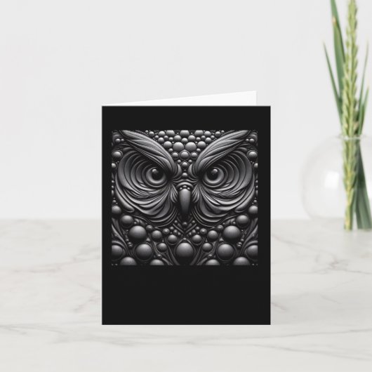 3D 黒いフクロウステッカー カード (正面)