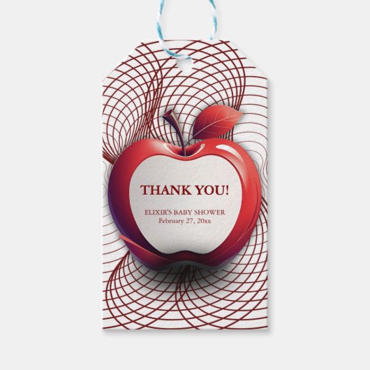 3D Apple of Our Eye Geometric Baby Shower ギフトタグ (正面)