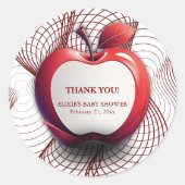 3D Apple of Our Eye Geometric Baby Shower ラウンドシール (正面)