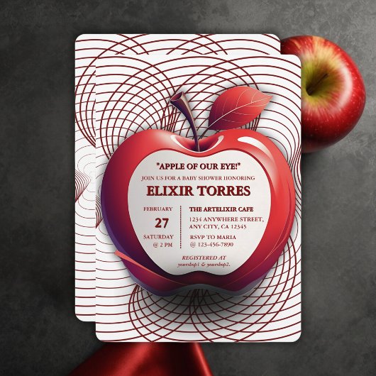 3D Apple of Our Eye Geometric Baby Shower 招待状