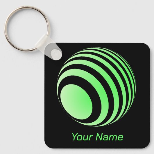 3D-Ball mit grünen Streifen -  キーホルダー (正面)