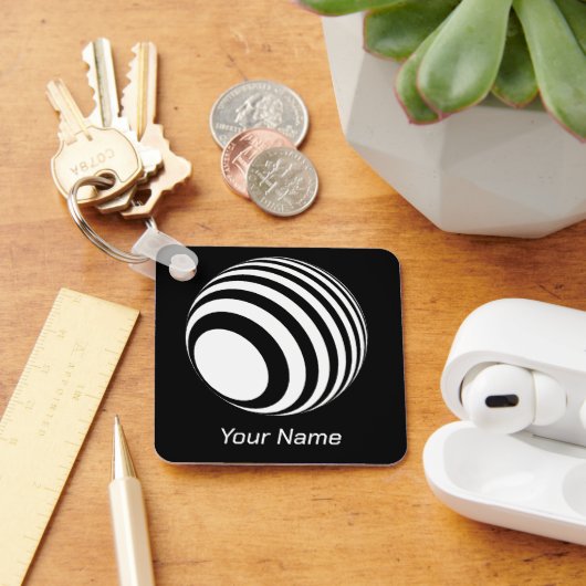 3D-Ball mit weißen Streifen -  キーホルダー (デスク)