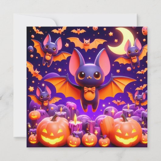 3D bats pumpkins halloween (正面)