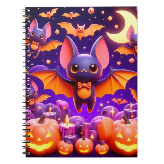 3D bats pumpkins halloween ノートブック (正面)