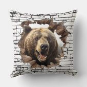 3D Bear Wall Break Art – Realistic Safari クッション (裏面)