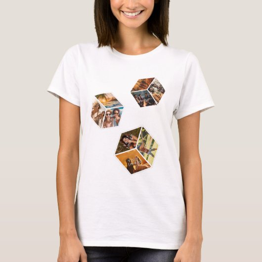 3D-Bilderwürfel im Raum, 9 Foto-Kollage in 3D Tシャツ (正面)