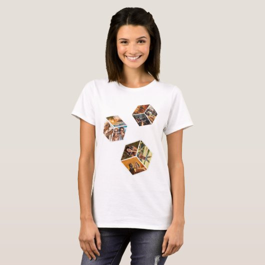 3D-Bilderwürfel im Raum, 9 Foto-Kollage in 3D Tシャツ (正面フル)