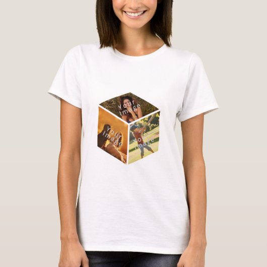 3D-Bilderwürfel, individuelle Foto-Kollage in 3D Tシャツ (正面)