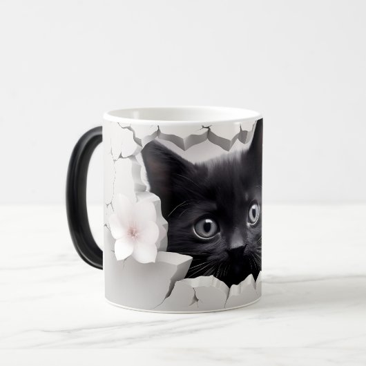 3D Black cat モーフィングマグカップ (正面左)