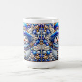 3D Blue Christmas Snowman コーヒーマグカップ (中央)
