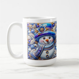 3D Blue Christmas Snowman  コーヒーマグカップ