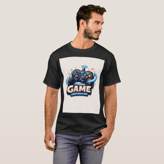 3D Cartoon Gaming Controller T-Shirt Logo Tシャツ (正面フル)