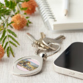 3D Cartoon Lion Eating Zebra – Wild Savannah Scene キーホルダー (側面)