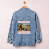 3D Cartoon Lion Eating Zebra – Wild Savannah Scene デニムジャケット (ハンガー)