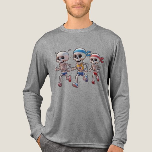 “3D Cartoon Skeleton Race • Funny Running Skeleton トライブレンドＴシャツ (正面)