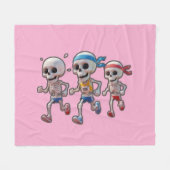 “3D Cartoon Skeleton Race • Funny Running Skeleton フリースブランケット (正面(横))