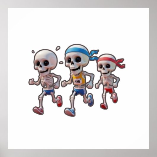 “3D Cartoon Skeleton Race • Funny Running Skeleton ポスター (正面)
