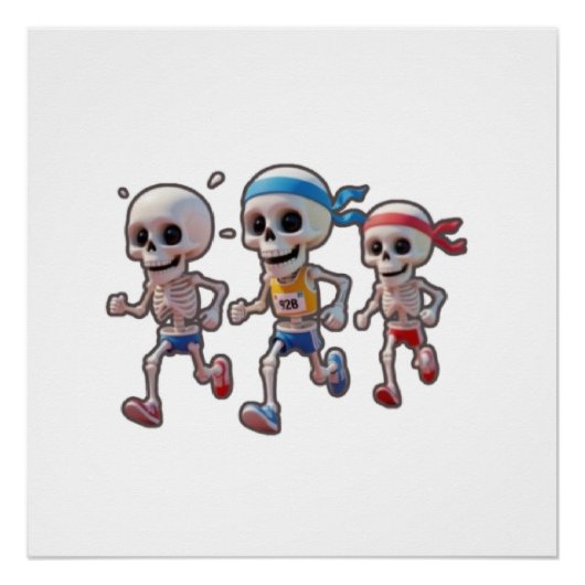 “3D Cartoon Skeleton Race • Funny Running Skeleton ポスター (正面)
