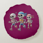 “3D Cartoon Skeleton Race • Funny Running Skeleton ラウンドクッション (裏面)
