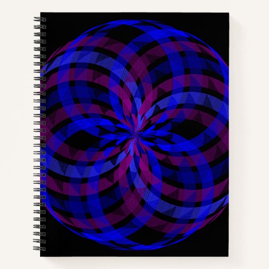 3D Center Flower Petal Geometric Spiral Notebook ノートブック (正面)