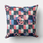 3D Checkerboard Grid with Floating Spheres Pattern クッション (裏面)