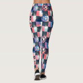 3D Checkerboard Grid with Floating Spheres Pattern レギンス (裏面)