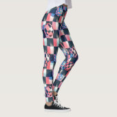 3D Checkerboard Grid with Floating Spheres Pattern レギンス (右)