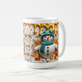 3D Christmas Gifts Snowman コーヒーマグカップ (正面右)