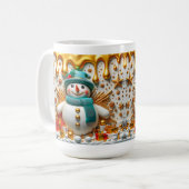 3D Christmas Gifts Snowman コーヒーマグカップ (正面左)