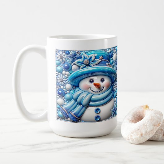 3D Christmas Snowman コーヒーマグカップ (ドーナツ)