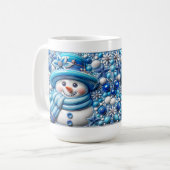 3D Christmas Snowman コーヒーマグカップ (正面左)