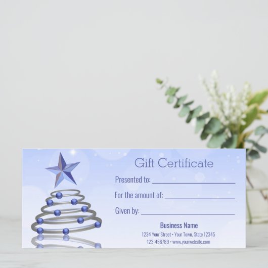 3D Chromeモダンクリスマスツリーのギフト証明書 (スタンド正面)
