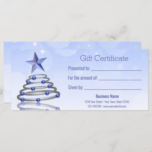 3D Chromeモダンクリスマスツリーのギフト証明書 (正面/裏面)