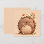 3D Clay Porcupine in Pink Floral Meadow Postcard (正面/裏面)