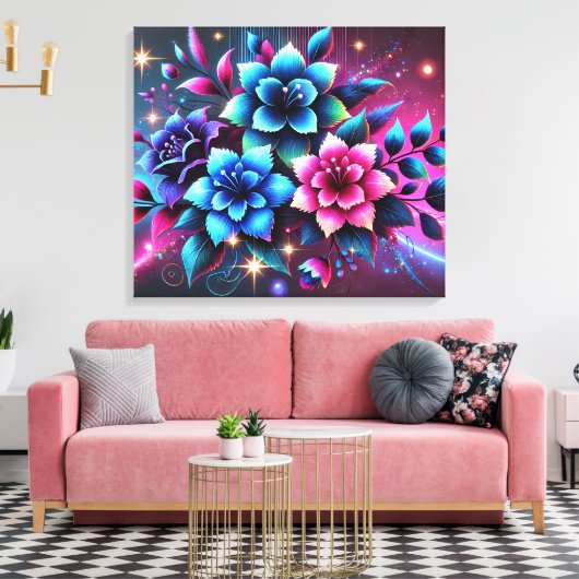 3D Colorful Flowers  キャンバスプリント (インサイチュ (リビング))