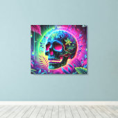 3D Colorful Skull キャンバスプリント (インサイチュ (ウッドフロア))