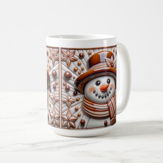 3D Copper Christmas Snowman  コーヒーマグカップ (正面右)