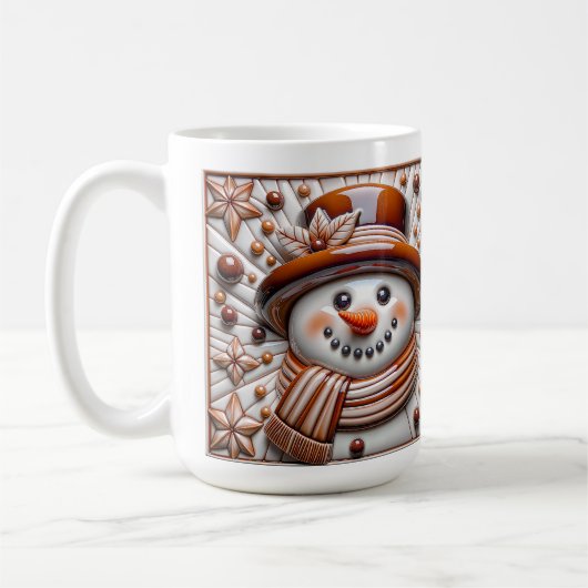 3D Copper Christmas Snowman  コーヒーマグカップ (左)