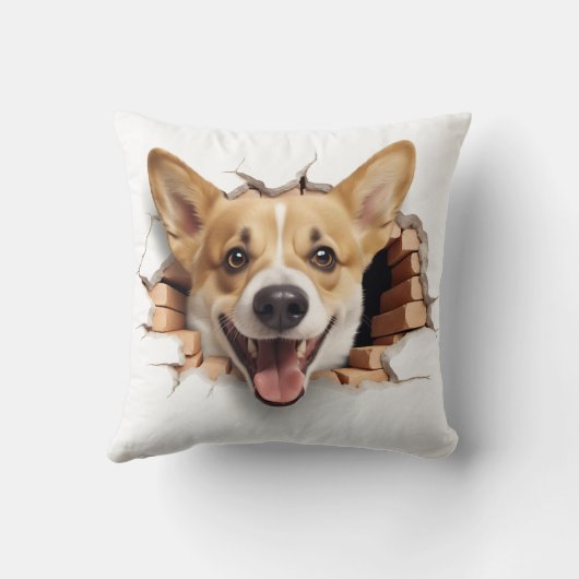 3D Corgiひび割れ穴 クッション (裏面)