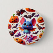 3D cute bats halloween 缶バッジ (正面)
