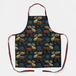 3D Cute Christmas Moose In Sweater エプロン