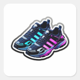 3D Cyberpunk Neon Running Shoes Aesthetic Sticker スクエアシール
