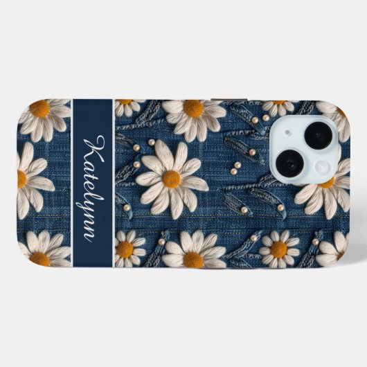3D Daisy Denim Phone Case Case-Mate iPhoneケース (裏面 (横))
