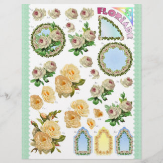 3D Decompage – フローライド – 白と黄色のバラ