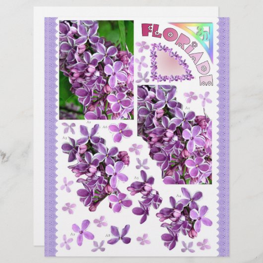 3D Decompage - Floriade -薄紫の庭の花 (正面/裏面)