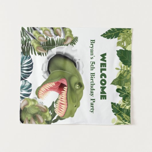 3D Dinosaur Birthday タペストリー (正面(横))