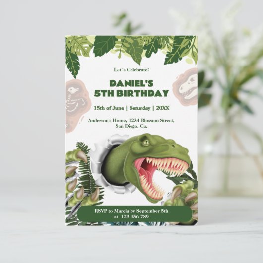 3D Dinosaur Birthday 招待状 (スタンド正面)